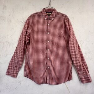 Original Penguin Mens Heritage Slim Fit Gingham Button Down Shirt Red White 16